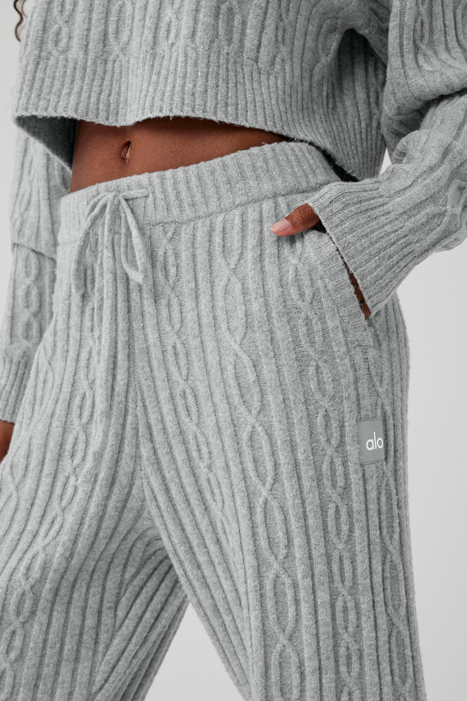 Cable Knit Winter Bliss Pant - Athletic Heather Grey