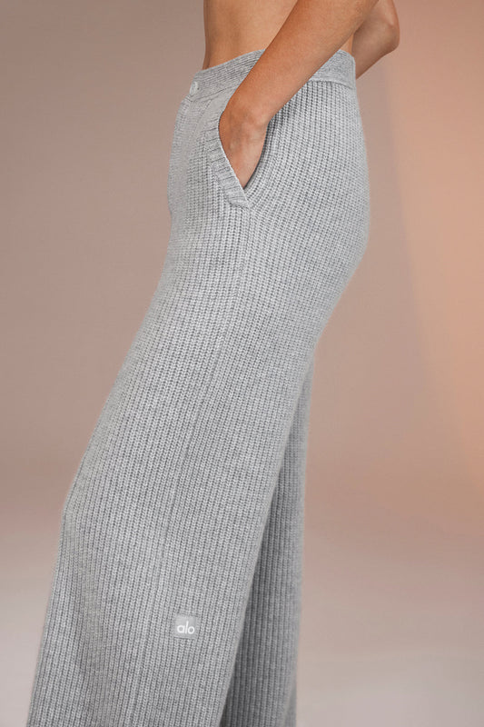 High-Waist Cashmere Ma Cherie Trouser - Light Heather Grey