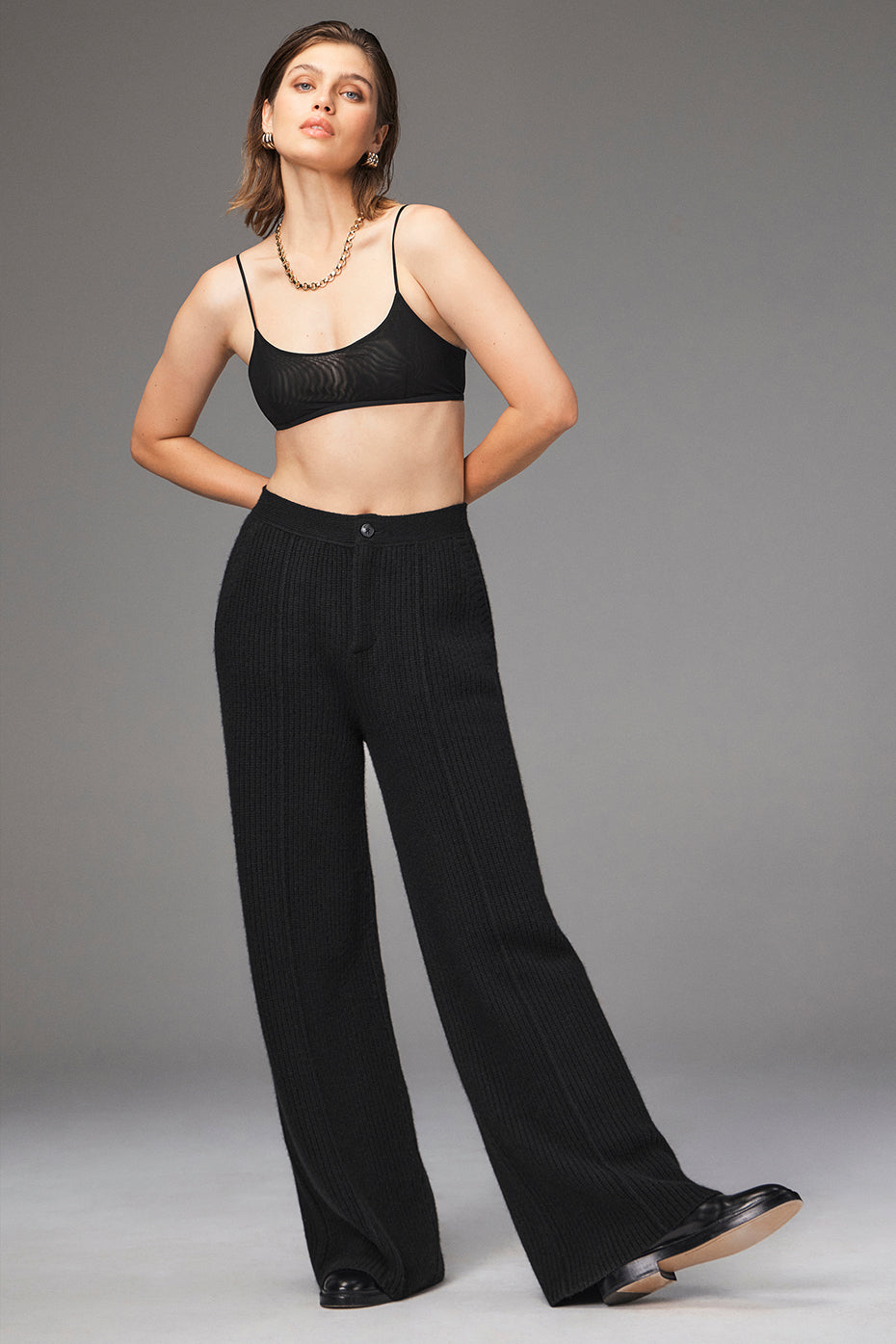 High-Waist Cashmere Ma Cherie Trouser - Black