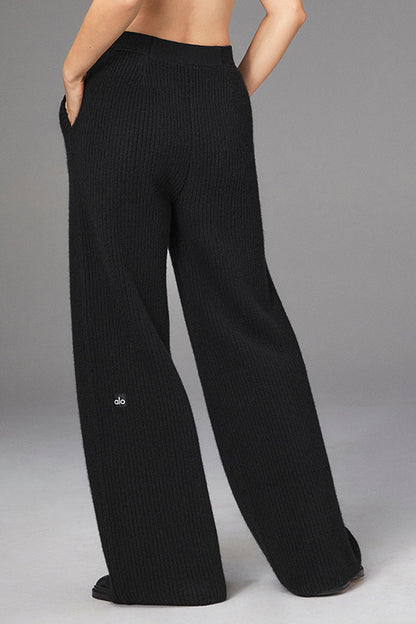 High-Waist Cashmere Ma Cherie Trouser - Black