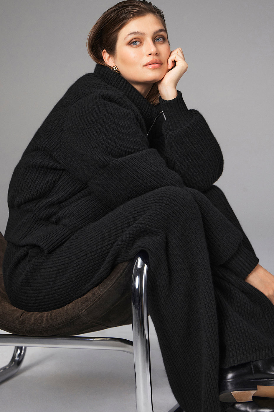 High-Waist Cashmere Ma Cherie Trouser - Black