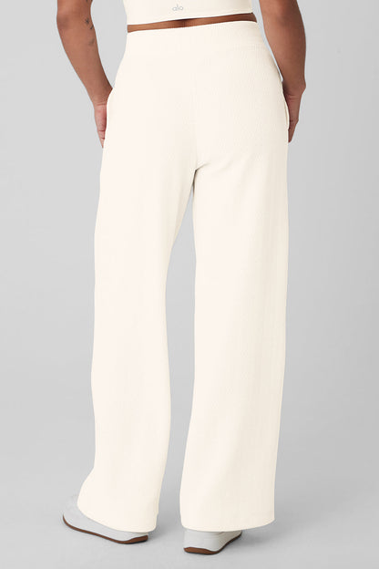 High-Waist Cozy Day Wide Leg Pant - Ivory