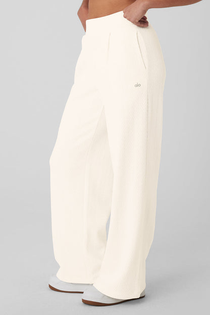 High-Waist Cozy Day Wide Leg Pant - Ivory