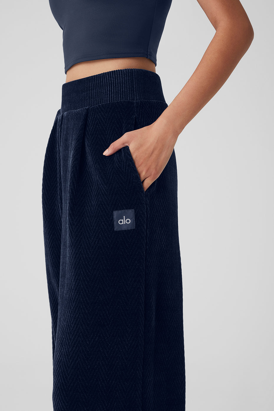 High-Waist Cozy Day Wide Leg Pant - Navy