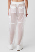 Sheer Effusion Cargo Wide Leg Trouser - White