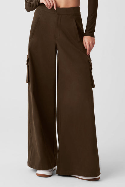 Wide Leg Cargo Show Off Trouser - Espresso
