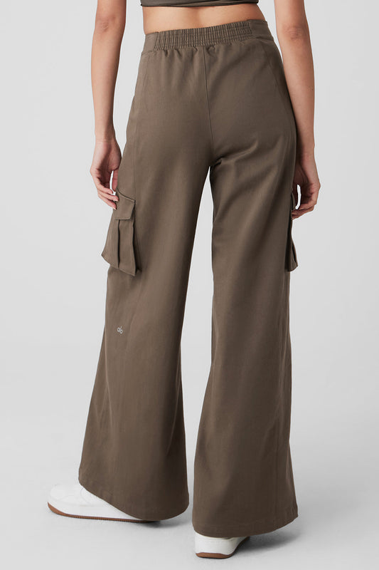 Wide Leg Cargo Show Off Trouser - Olive Tree