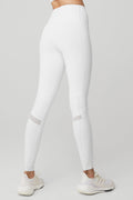High-Waist Moto Legging - White/White Glossy