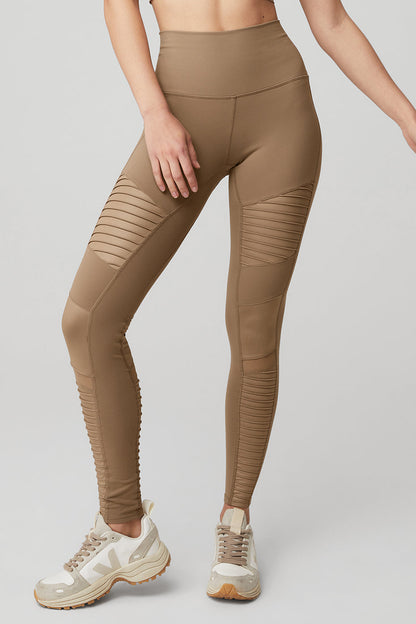 High-Waist Moto Legging - Gravel/Gravel Glossy