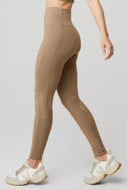 High-Waist Moto Legging - Gravel/Gravel Glossy