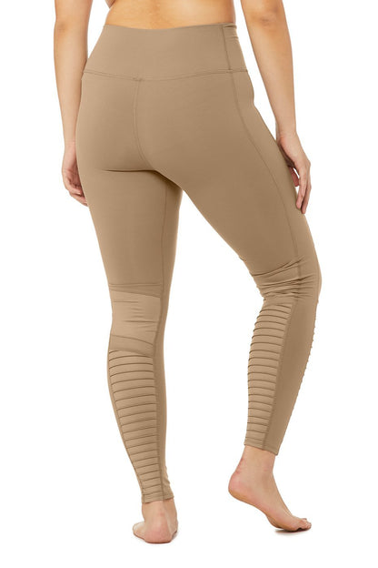 High-Waist Moto Legging - Gravel/Gravel Glossy