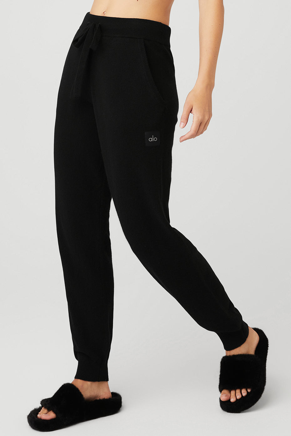 High-Waist Cashmere Jet Set Pant - Black