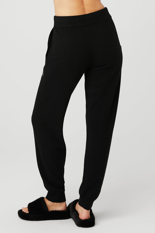 High-Waist Cashmere Jet Set Pant - Black