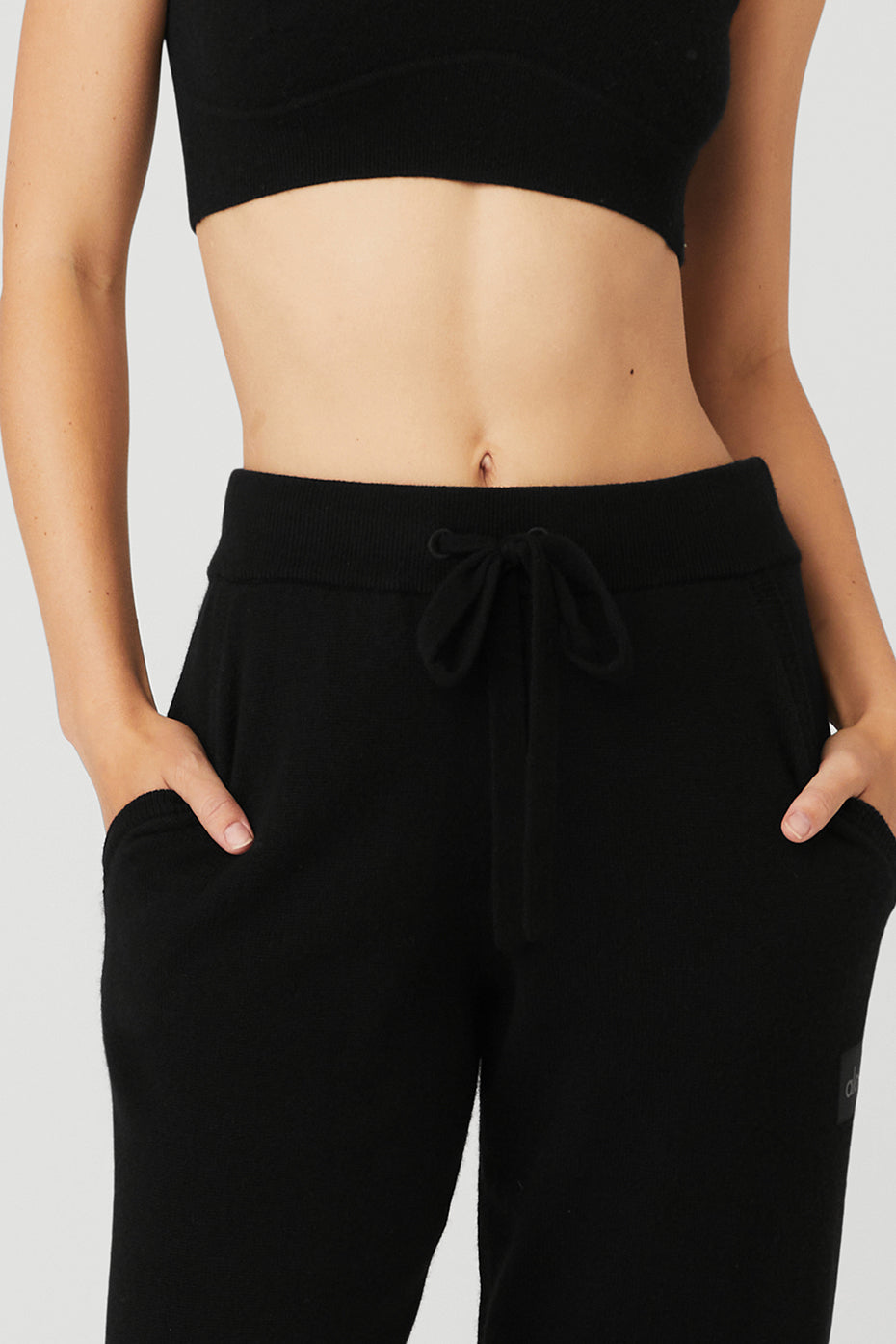 High-Waist Cashmere Jet Set Pant - Black