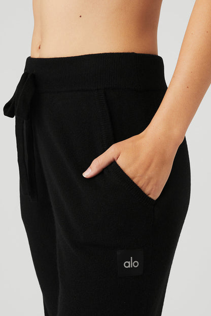 High-Waist Cashmere Jet Set Pant - Black