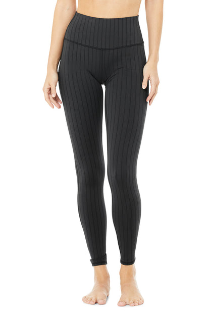 High-Waist Pinstripe Legging - Anthracite/Black