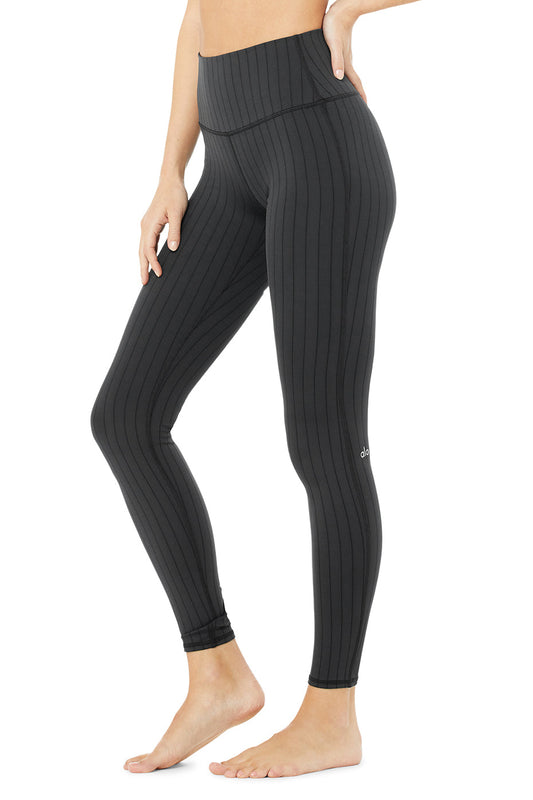 High-Waist Pinstripe Legging - Anthracite/Black