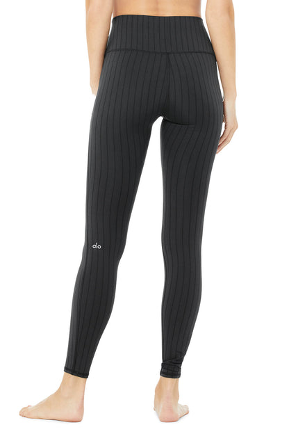High-Waist Pinstripe Legging - Anthracite/Black