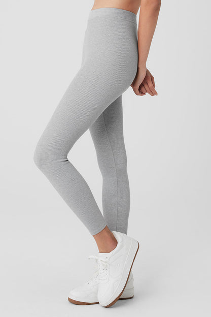 Ribbed High-Waist 7/8 Blissful Legging - Athletic Heather Grey