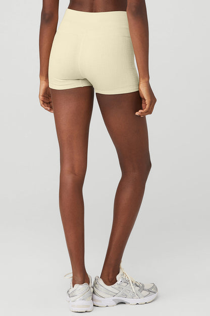 Semi-Sheer Seamless Cable Knit Hot Short - French Vanilla