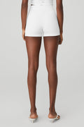 Goddess Ribbed High-Waist Hot Short - White