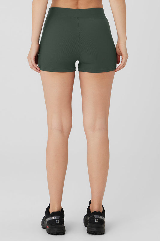 Goddess Ribbed High-Waist Hot Short - Dark Cactus