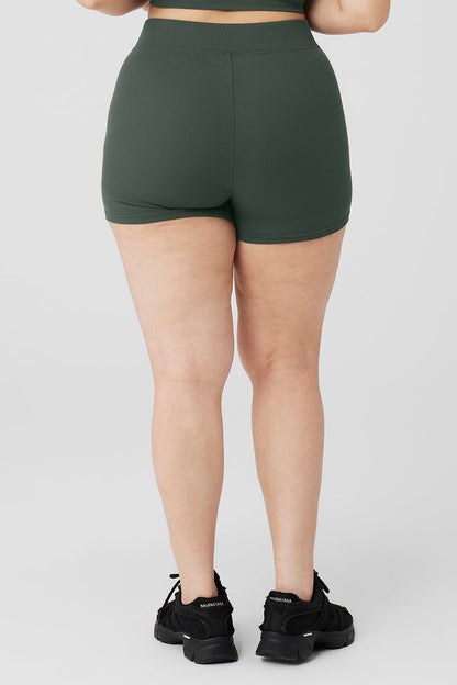 Goddess Ribbed High-Waist Hot Short - Dark Cactus