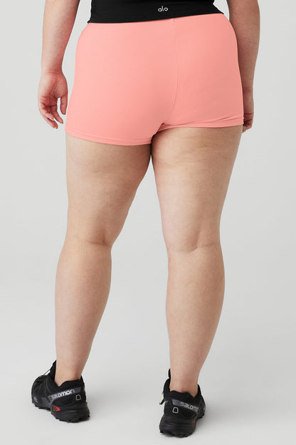 Goddess Ribbed High-Waist Hot Short - Strawberry Lemonade