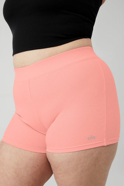 Goddess Ribbed High-Waist Hot Short - Strawberry Lemonade