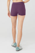 Goddess Ribbed High-Waist Hot Short - Dark Plum