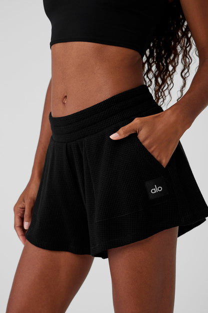 Waffle High-Waist Weekend Escape Short - Black