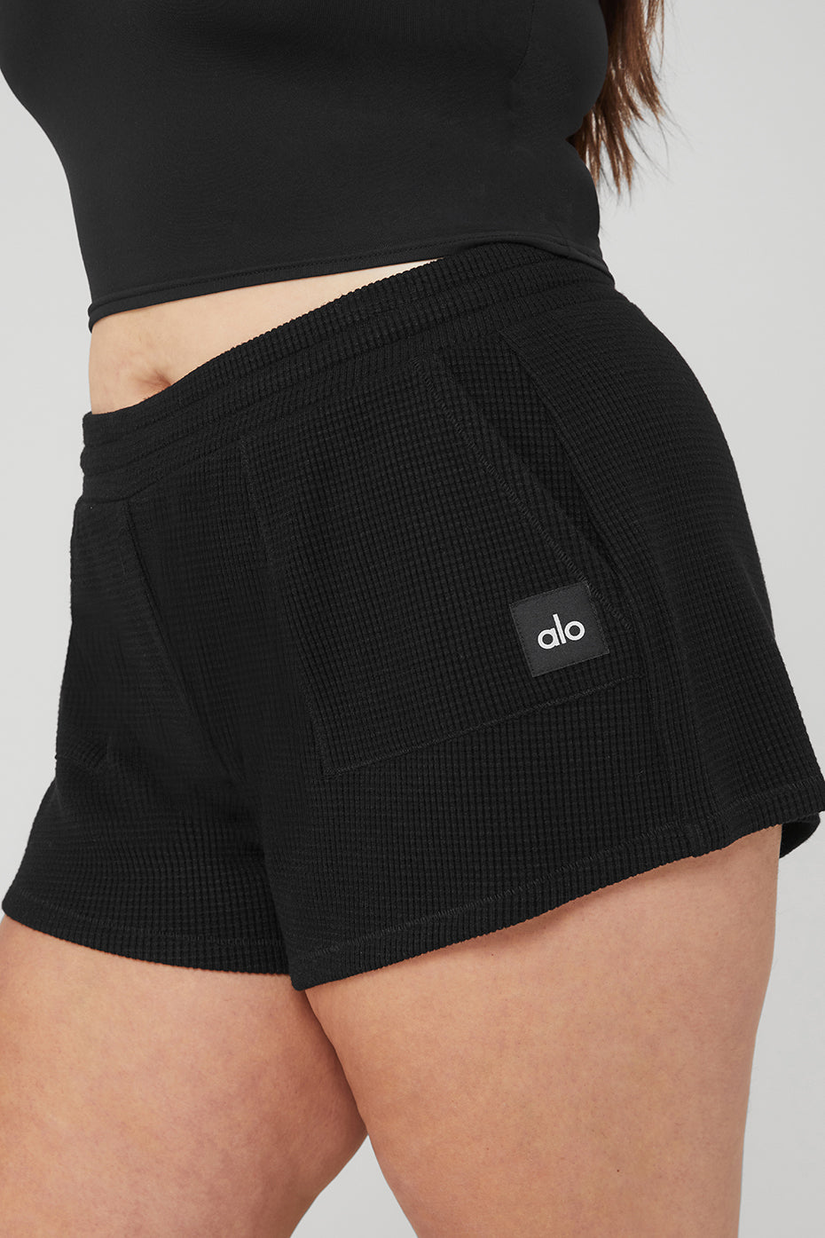 Waffle High-Waist Weekend Escape Short - Black