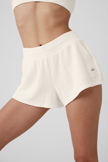 Waffle High-Waist Weekend Escape Short - Ivory