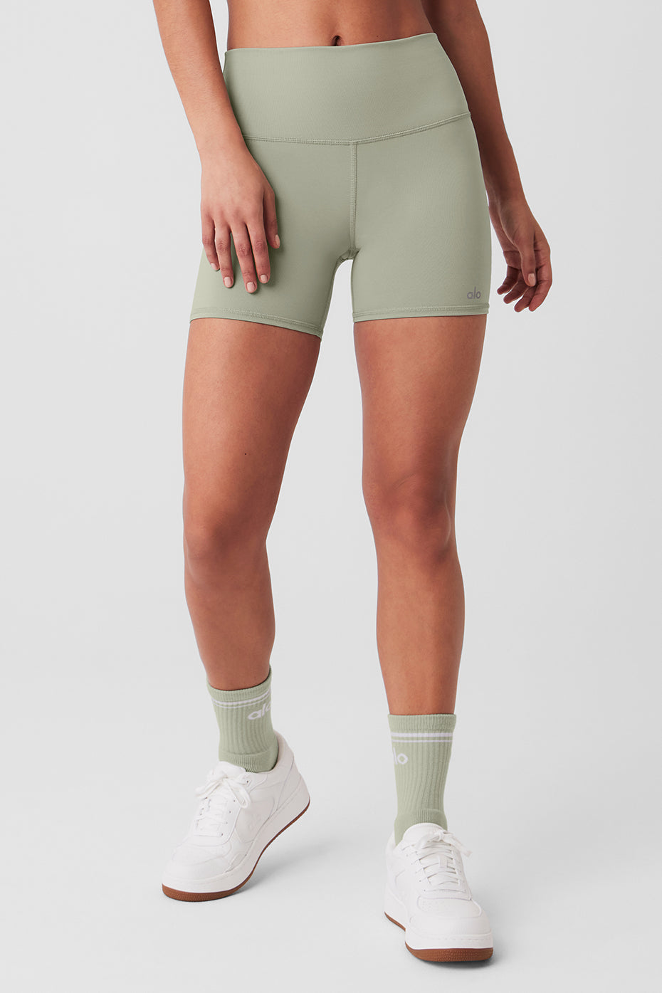 5" Airbrush High-Waist Biker Short - Limestone