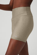 5" Airlift High-Waist Leopard Debossed Biker Short - Gravel