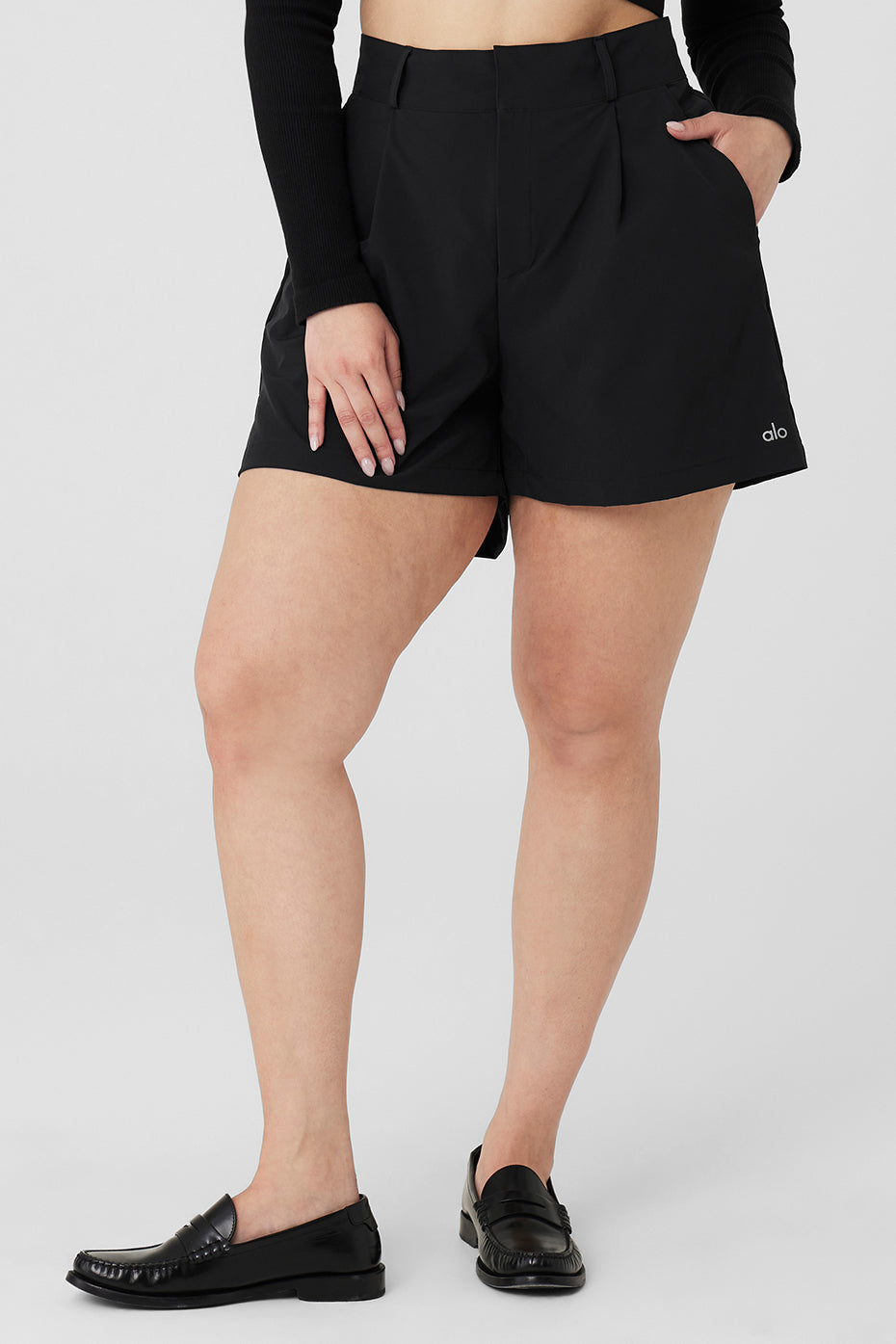 High-Waist Status Trouser Short - Black