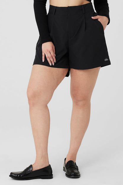 High-Waist Status Trouser Short - Black