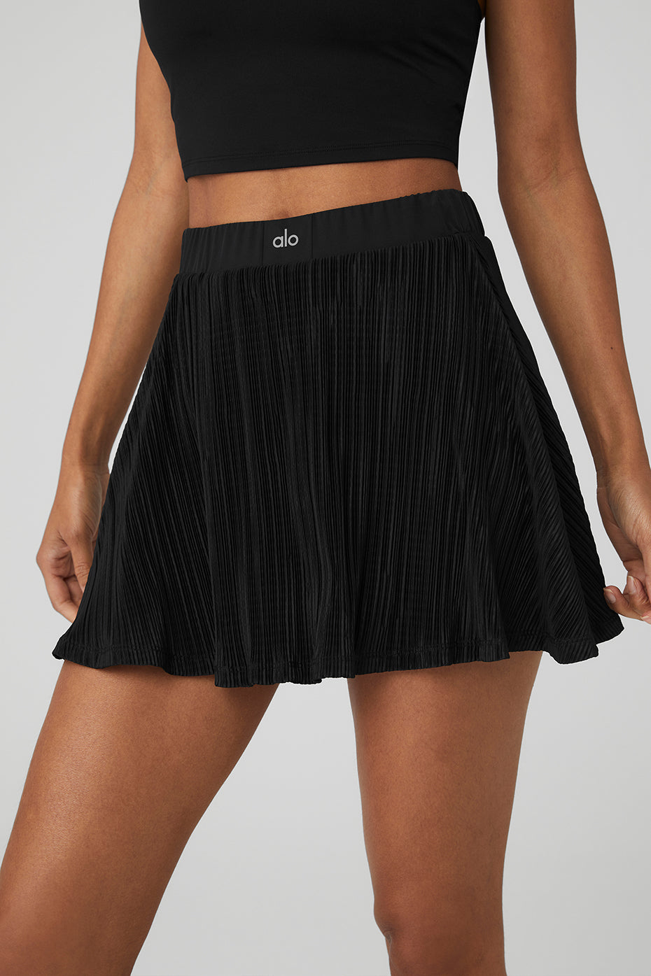Micro Plisse Tennis Skirt - Black