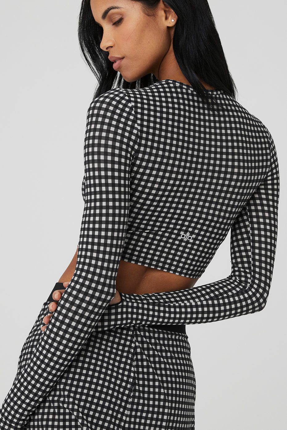 Mesh Gingham Skirt - Black