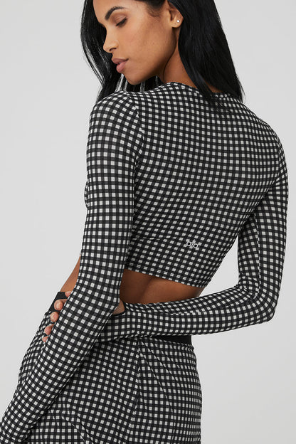 Mesh Gingham Skirt - Black
