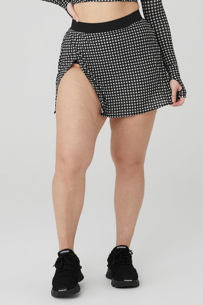 Mesh Gingham Skirt - Black