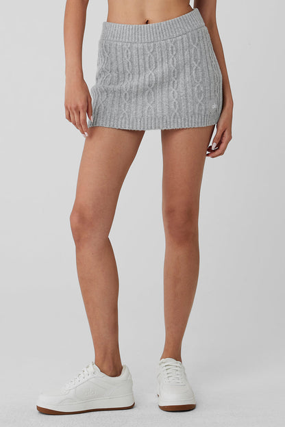 Cable Knit Winter Bliss Mini Skirt - Athletic Heather Grey