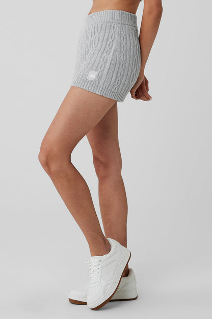 Cable Knit Winter Bliss Mini Skirt - Athletic Heather Grey
