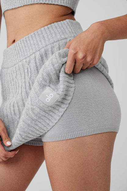 Cable Knit Winter Bliss Mini Skirt - Athletic Heather Grey
