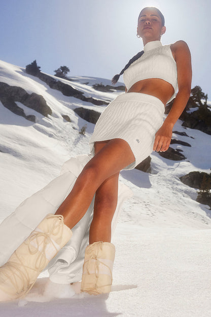 Cable Knit Winter Bliss Mini Skirt - Ivory