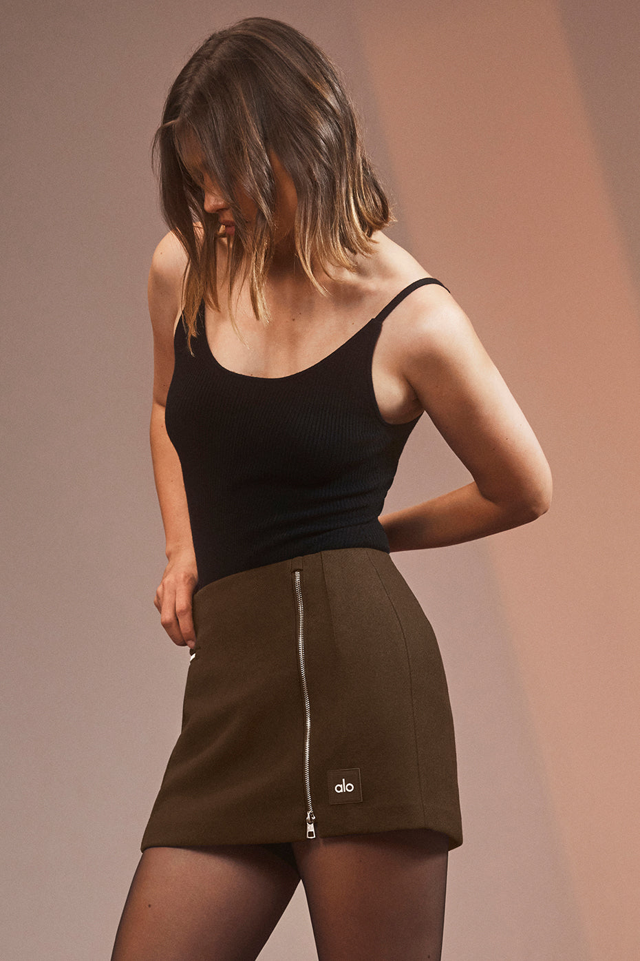 Winter Wool Vendome Mini Skirt - Espresso