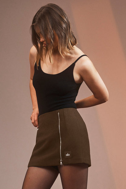 Winter Wool Vendome Mini Skirt - Espresso