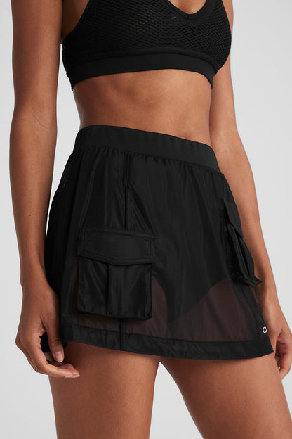 Sheer Effusion Cargo Skirt - Black