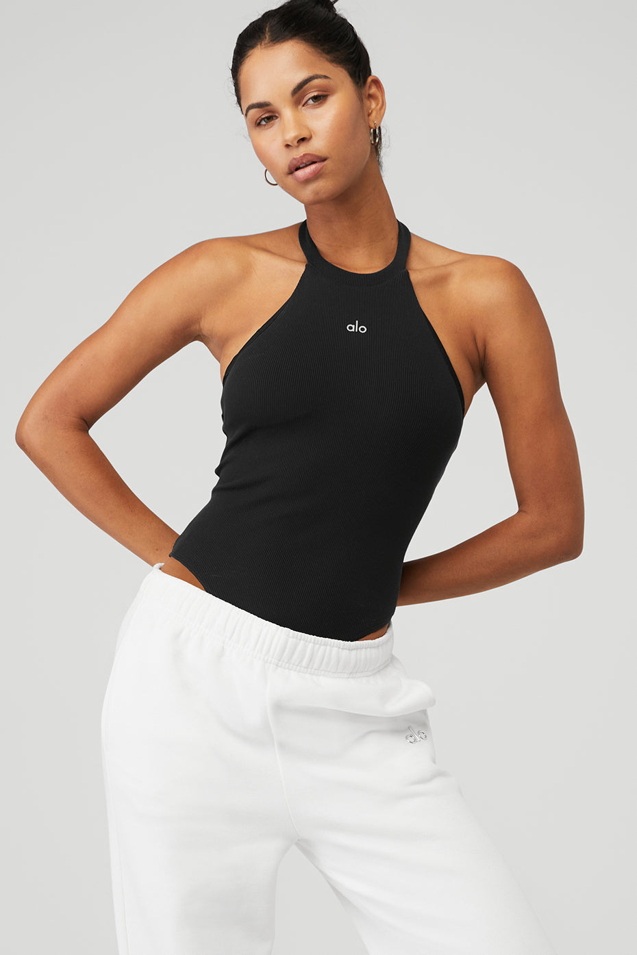 Goddess Rib Prime Time Halter Bodysuit - Black