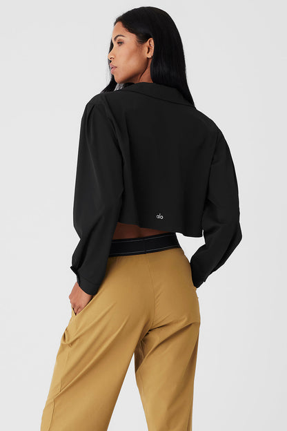 Cropped Take Me Out Button Up - Black